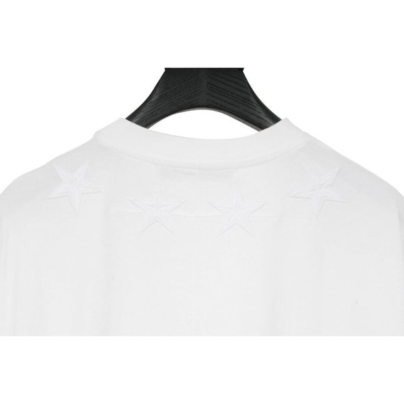 Givenchy Mens T Shirt Small White Embroidered Star Neck Columbian Fit Cotton Top - Picture 7 of 8
